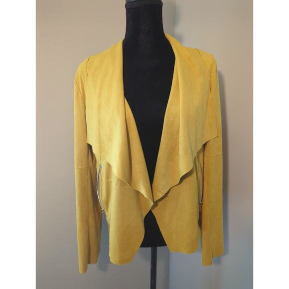 Bagatelle yellow open drape front long sleeve top coverup - Picture 1 of 7